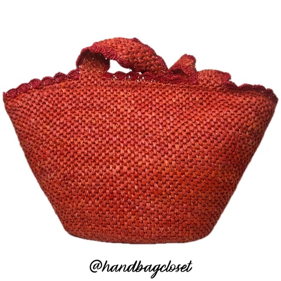 Kate Spade X Target Taffia Straw Bow Red & Orange Tote Bag - Picture 12 of 16